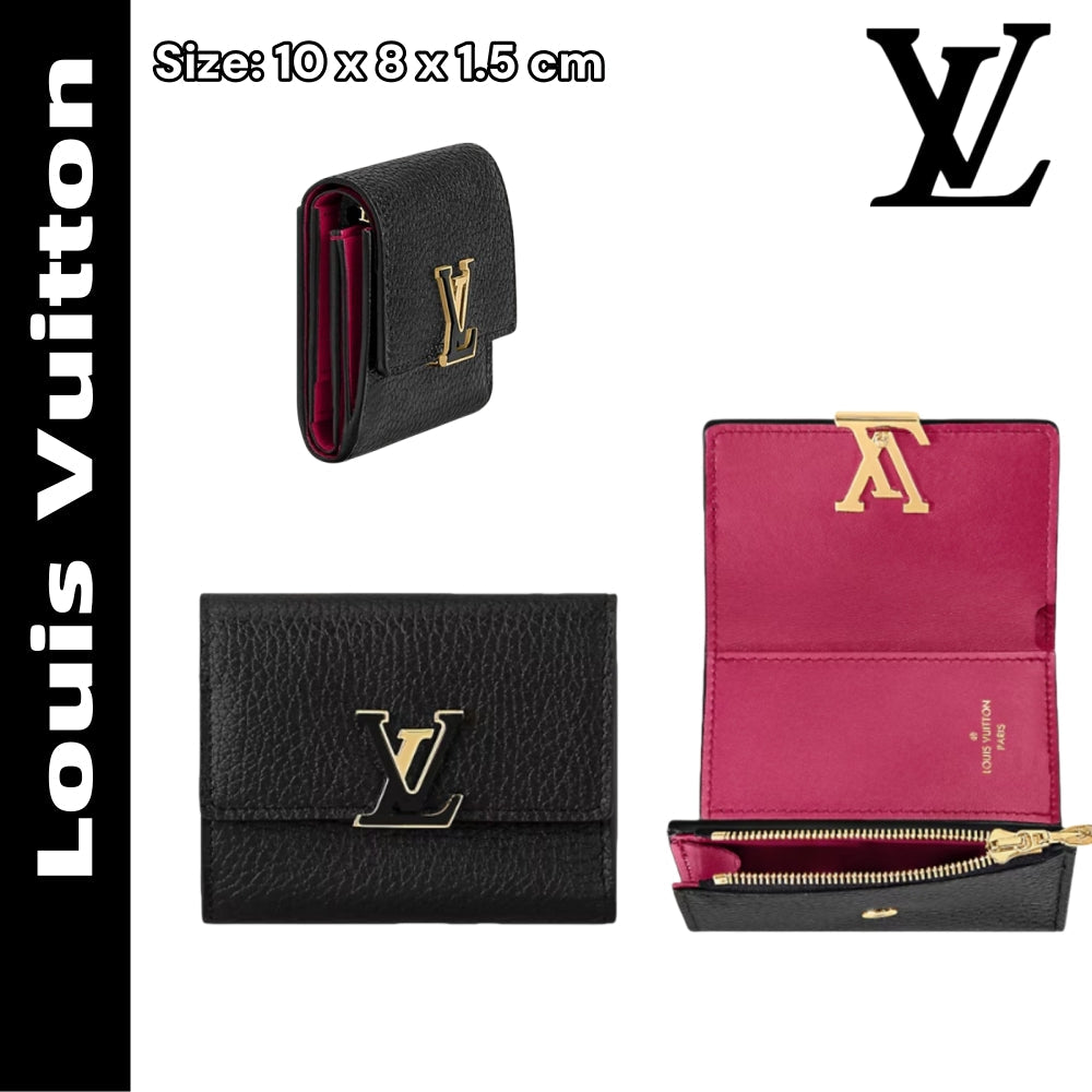 【ルイヴィトン】送料無料◆ポルトフォイユ・カプシーヌ牛革3つ折り財布M68587