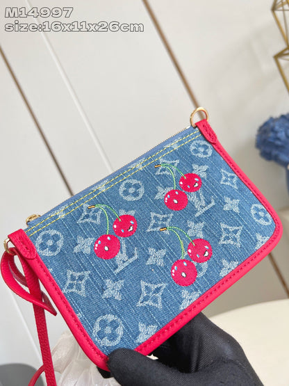 【ルイヴィトン】彩りチェリー刺繍☆ネヴァーフルBB リバーシブル